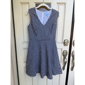 Draper James Love Circle Dress in Gingham Nassau Navy Size 6‎